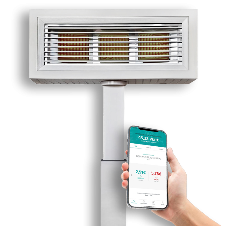 Calefactor eléctrico con control remoto desde un teléfono móvil.